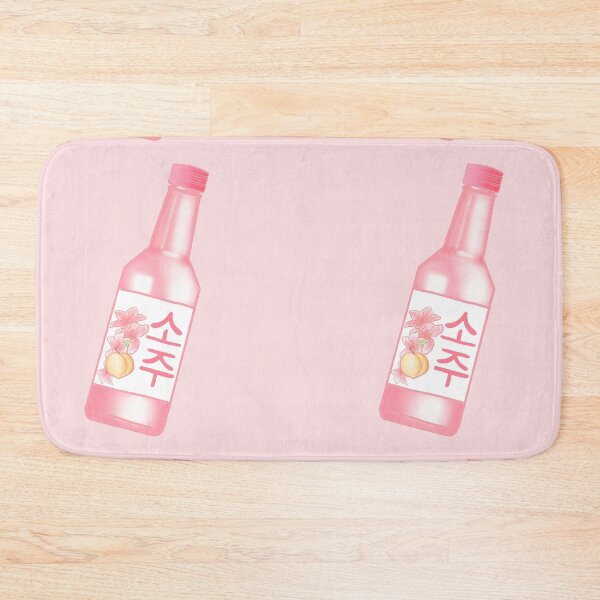 Item preview, Peach flavoured korean pink soju bottle hangul writing cute peach blossoms kawaii   designed and sold by Lemonshaaark.