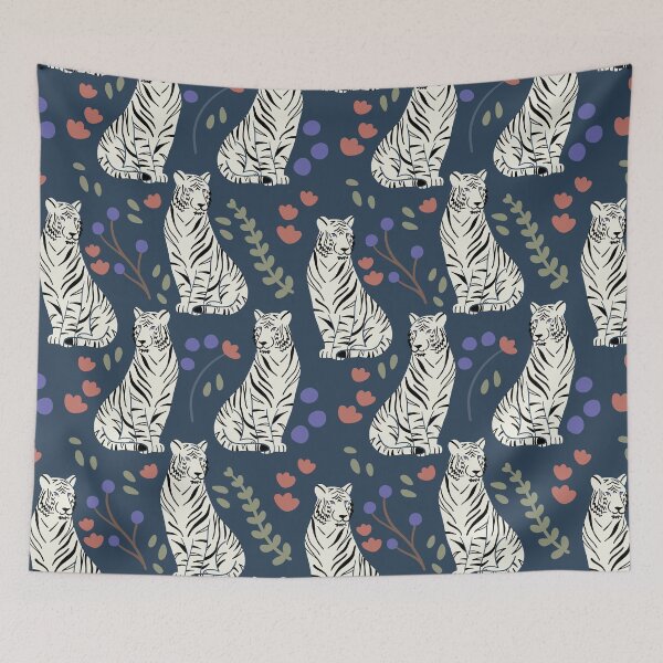Item preview, The Tigers & Floral Doodle Pattern - Cute designed and sold by JoJo ®.