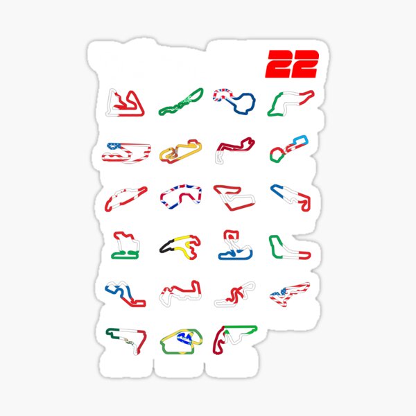 Kalender Formel Rennwagen 2022 Rennstrecken Farben v2 Sticker
