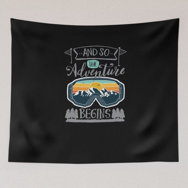 Item preview, Cool the Adventure Begins Vintage Sunset Winter Sports Skier designed and sold by MadrigueraSM-.