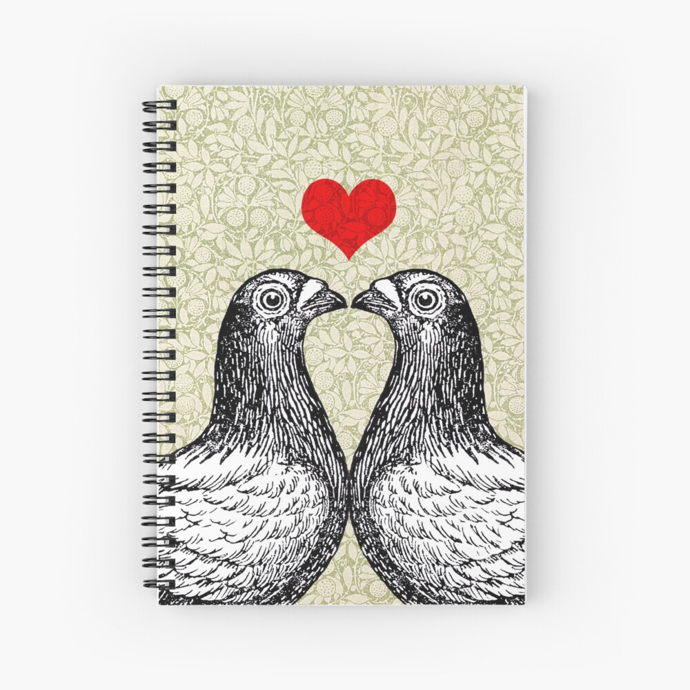 Pigeons in love on vintage wallpaper Pigeons in love on vintage wallpaper