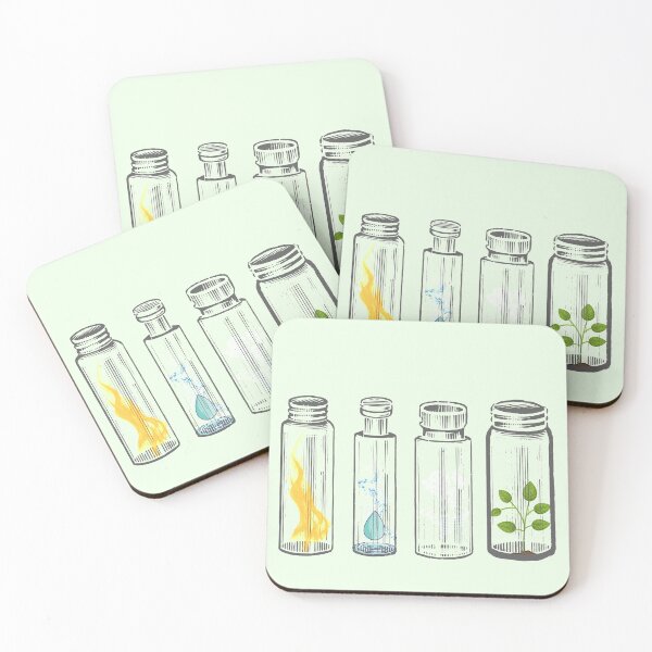 Item preview, Earth, wind, fire, and water in jars.  designed and sold by Artful-Julia.