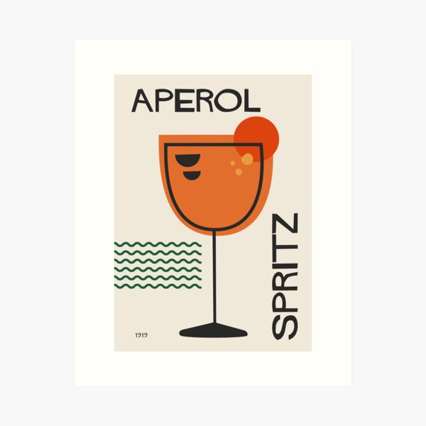 Aperol Spritz Cocktail Print  The perfect poster for aspiring