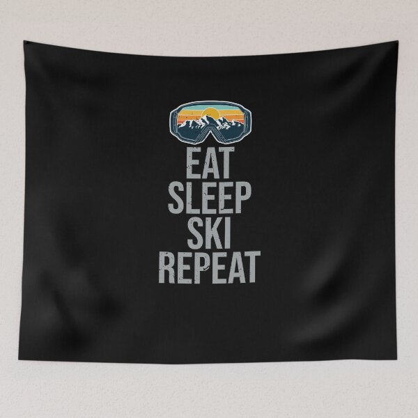 Item preview, Funny Eat Sleep Ski Repeat Skiing Lovers Winter Sports Ski designed and sold by MadrigueraSM-.