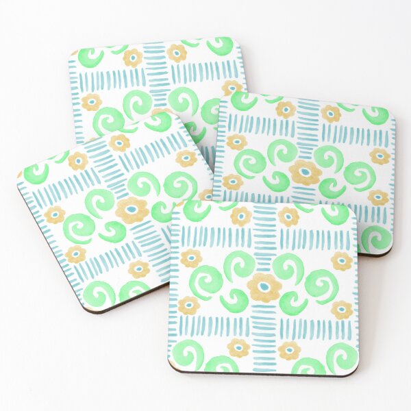 Item preview, Watercolor Florals - Green, Orange and Blue designed and sold by PaintInTheNight.