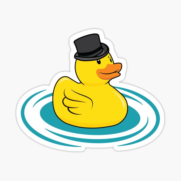Angry rubber duck with a tophat Sticker