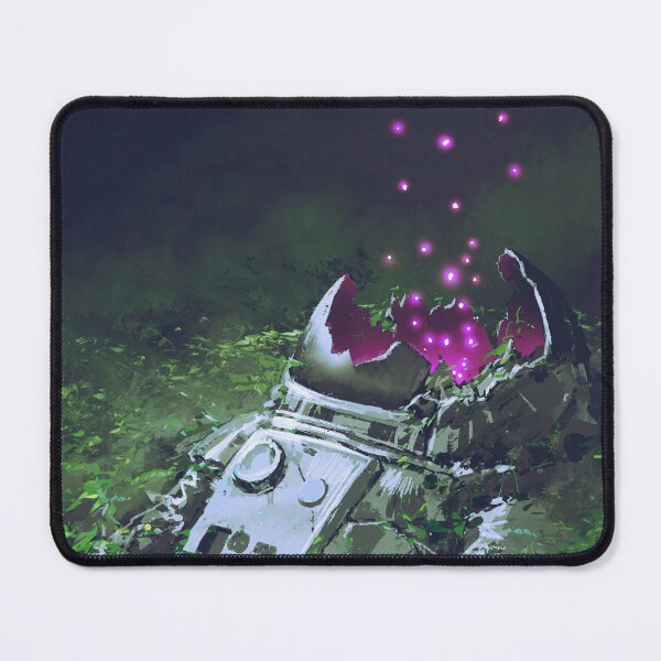 Item preview, Remains Astronaut With Glowing Insects Covered With Plants Digital Art Style Painting designed and sold by ONORMAL.