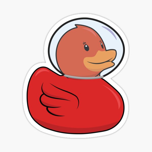 Red female rubber duck in space Sticker