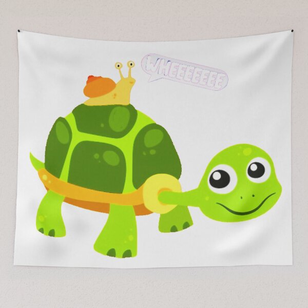 Item preview, Cute Snail Riding on Turtle Yelling Whee designed and sold by MaxineWyatt.