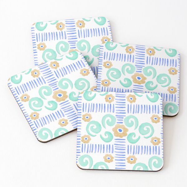 Item preview, Watercolor Florals - Blue and Orange designed and sold by PaintInTheNight.