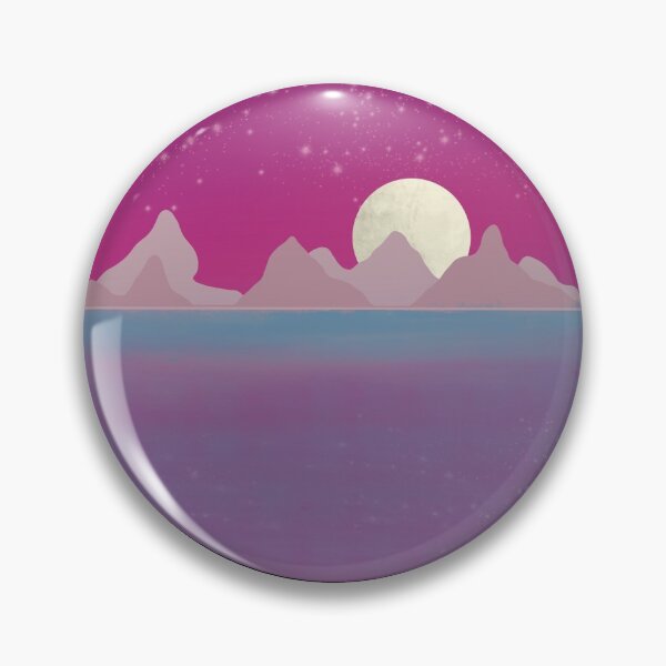 Item preview, Full Moon Over Mountains, Moon Magic, Illustrated Landscape, Moon and Water Landscape, Night Moon Reflection,  designed and sold by 10pmCreations.