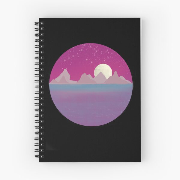 Item preview, Full Moon Over Mountains, Moon Magic, Illustrated Landscape, Moon and Water Landscape, Night Moon Reflection,  designed and sold by 10pmCreations.