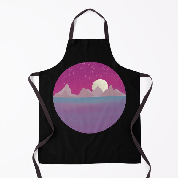 Item preview, Full Moon Over Mountains, Moon Magic, Illustrated Landscape, Moon and Water Landscape, Night Moon Reflection, designed and sold by 10pmCreations.