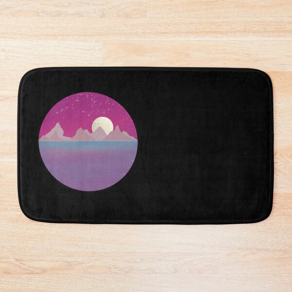 Item preview, Full Moon Over Mountains, Moon Magic, Illustrated Landscape, Moon and Water Landscape, Night Moon Reflection,  designed and sold by 10pmCreations.