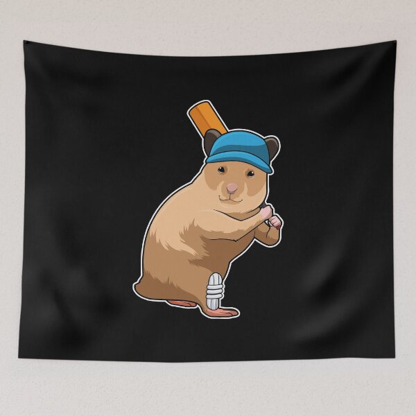 Item preview, Hamster at Cricket with Cricket bat designed and sold by Snabdesign84.