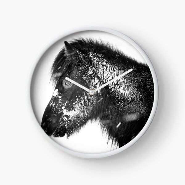 Item preview, Black and white horse in the snow designed and sold by elisainiceland.