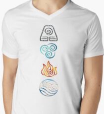 Avatar the Last Airbender Element Symbols Men's V-Neck T-Shirt