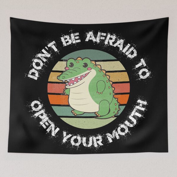 Item preview, Don't Be Afraid To Open Your Mouth Alligator Clipart Sunset In Black designed and sold by LuckyKermit.
