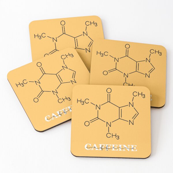Item preview, Caffeine. Coffee molecule. Biochemistry. Organic Chemistry. Text. Lettering. Yellow designed and sold by AnaStickerD.