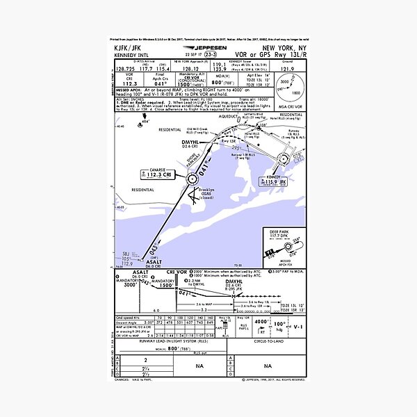 "KJFK/JFK VOR or GPS RWY 13 APPROACH PROCEDURE JEPPESEN CHART
