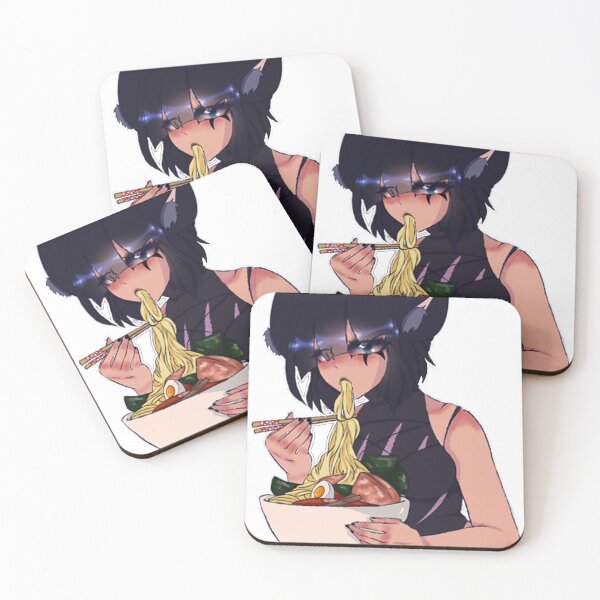 Item preview, Anime Catgirl Eating Noodles designed and sold by Nyamelon.