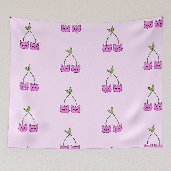 Item preview, cherry kitties in pink designed and sold by pixie-bubbles.