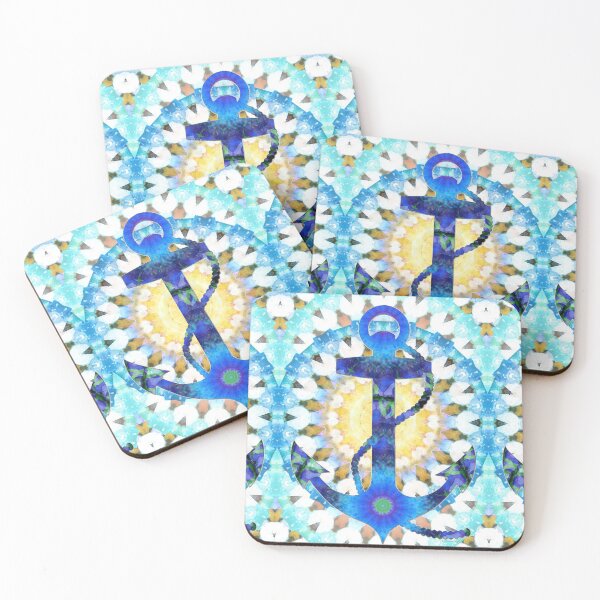 Item preview, Blue And Aqua Mandala Anchor Art Beach Decor designed and sold by Sharon Cummings Art.