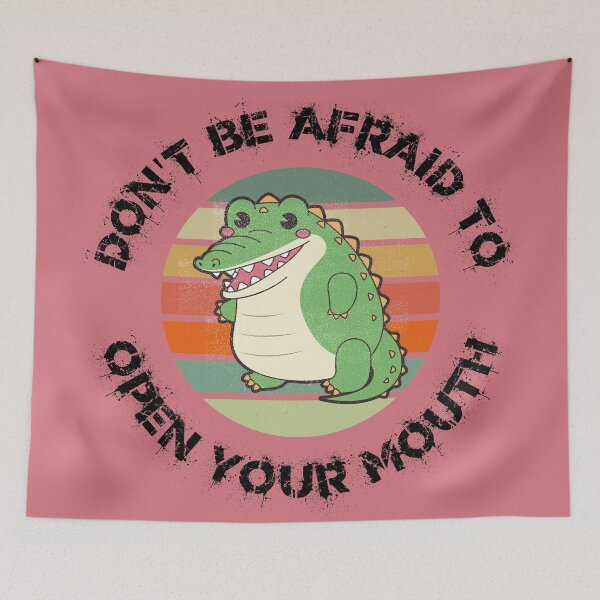 Item preview, Don't Be Afraid To Open Your Mouth Alligator Clipart Sunset In Pink designed and sold by LuckyKermit.