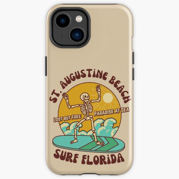 Retro Sixties St. Augustine Beach Surf Florida, Brown Text- Vintage Surf / Old-Skool Surf iPhone Tough Case