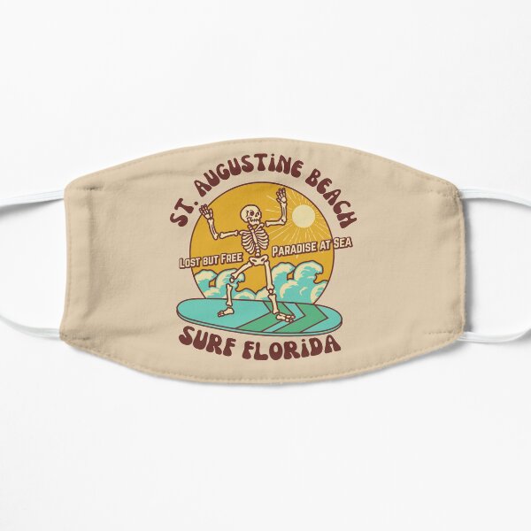 Retro Sixties St. Augustine Beach Surf Florida, Brown Text- Vintage Surf / Old-Skool Surf Flat Mask