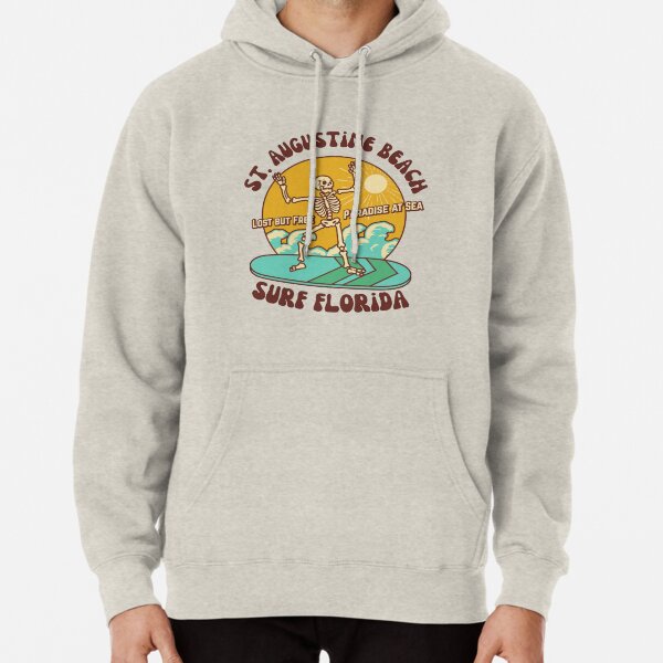 Retro Sixties St. Augustine Beach Surf Florida, Brown Text- Vintage Surf / Old-Skool Surf Pullover Hoodie