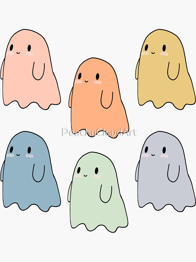 "Friendly Pastel Ghosts Pack" Sticker by PeachyCloudArt Redbubble