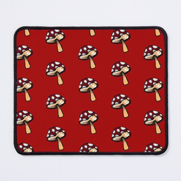 Item preview, Toadstool red and white mushroom print red background designed and sold by DemonicGloom.