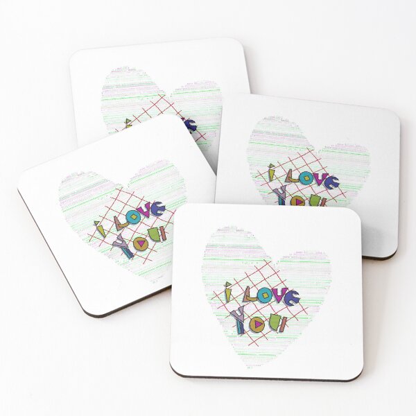 Item preview, I love You Retro Heart Pixel Code Heart designed and sold by speakupandshine.