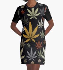 Vestido camiseta Marihuana, marihuana, malezas, multicolor, negro, fondo