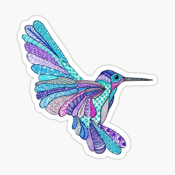 Tie Dye Bright Hummingbird Humming Bird Sticker