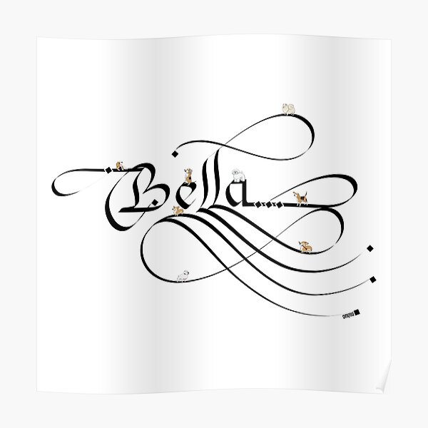 bella-female-dog-name-black-poster-by-ahmath-redbubble