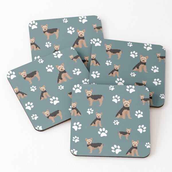 Item preview, Yorkshire Dog Paw Print Pattern on Gray Background designed and sold by tncgifts.