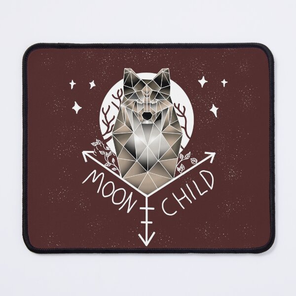 Item preview, Moon Child Geometric Wolf and Moon brown background designed and sold by DemonicGloom.