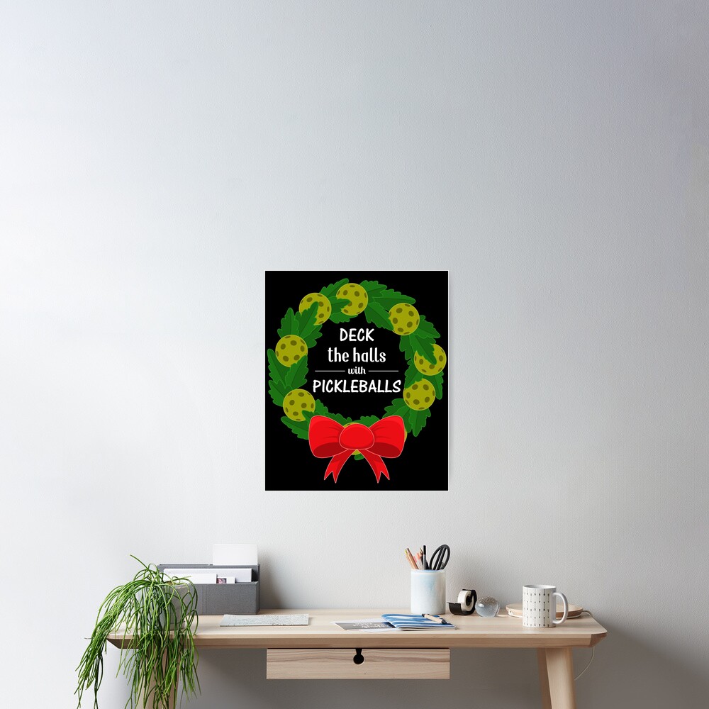 Deck the hall Pickleball Christmas Holiday Swedish Dishcloth