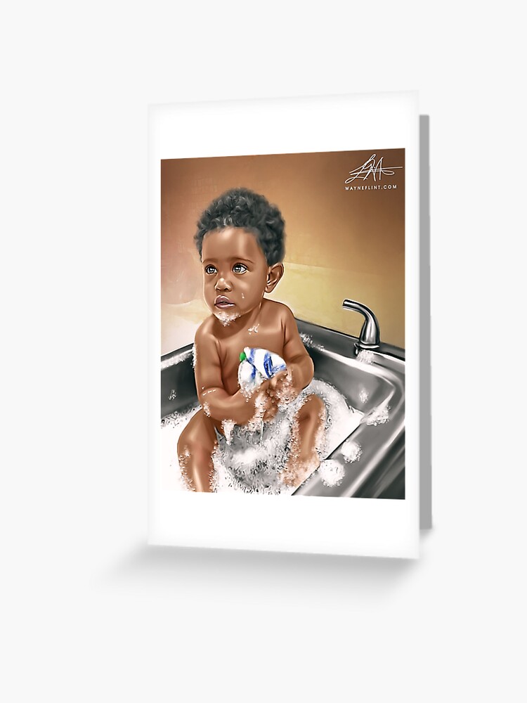 Thumbnail 1 of 2, Greeting Card, Beautiful Black Baby #10 designed and sold by wayneflint.