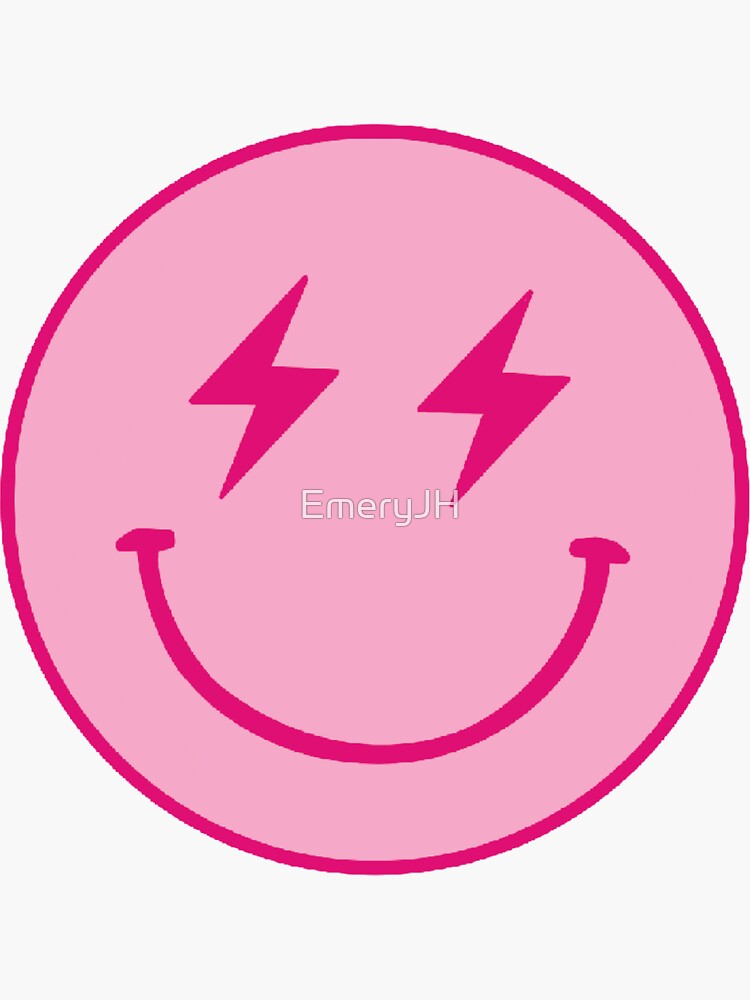 "Hot pink lighting bolt smiley face " Sticker for Sale by EmeryJH