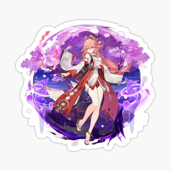 Item preview, Genshin Impact Yae Miko Burst Sticker designed and sold by pokeenix.