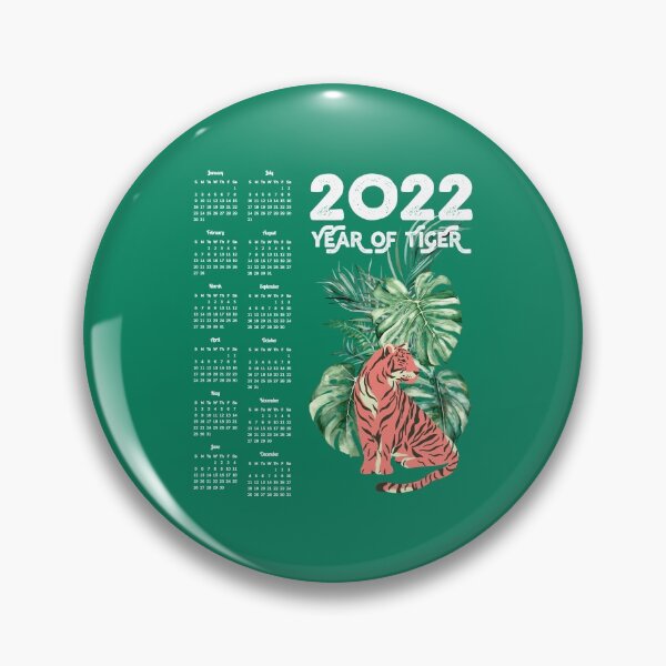 Artikelvorschau, Kalender 2022 Jahr des Tigers | Rosa Tiger und Monstera Kalender 2022 entworfen und verkauft von DAFIN.