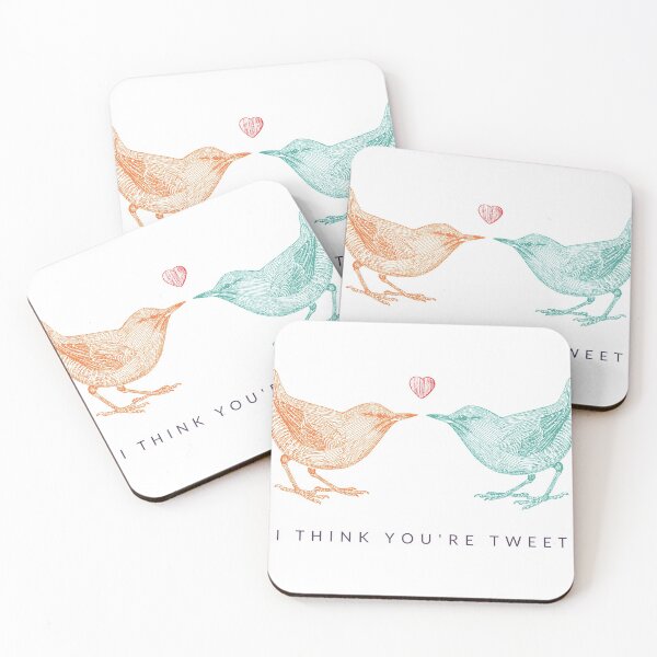 Item preview, "I Think You're Tweet" Romantic Sparrows designed and sold by WoolAndMeasure.