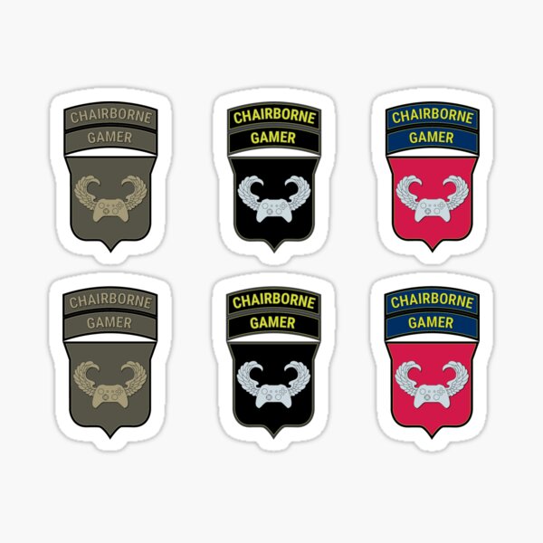 Chairborne Gamer Silver Wings Gold/Blue Lettering Sticker