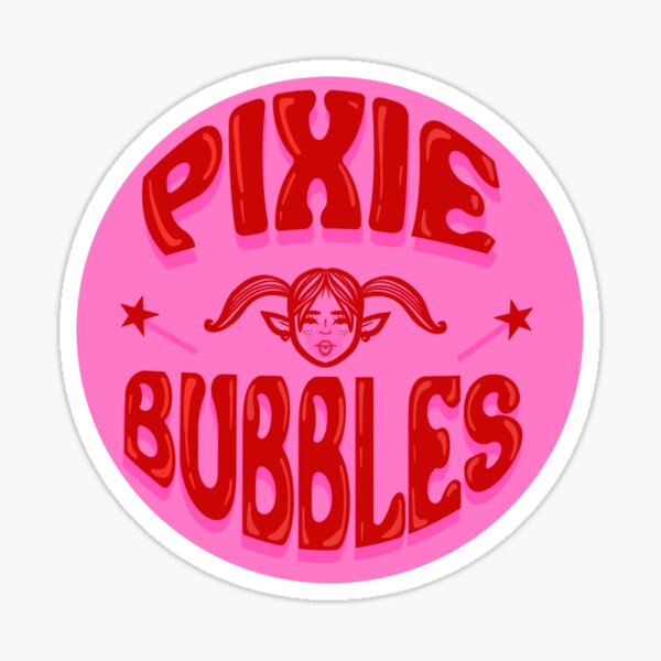 "pixiebubbles logo in valentine’s colors" Sticker for Sale by pixie