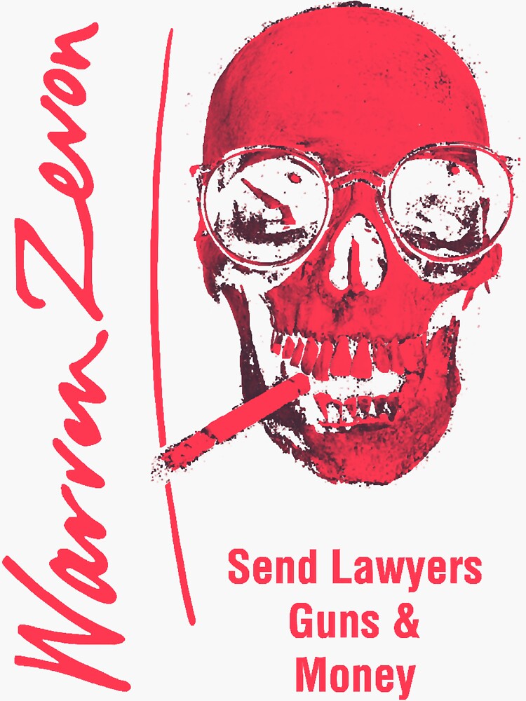 "Warren Zevon Send Lawyers, Guns and Money Essential" Sticker for Sale by ilkasava Redbubble