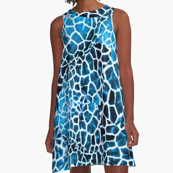 Blue and white Giraffe Print A-Line Dress