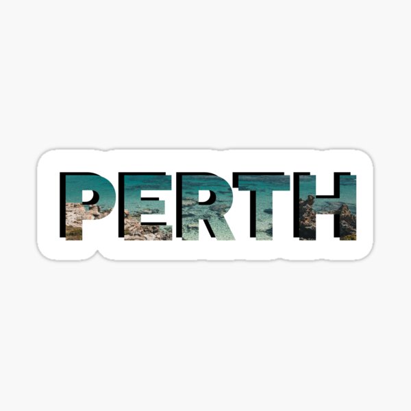 Item preview, Perth , Western Australia with Ocean Background designed and sold by sticker-vault.